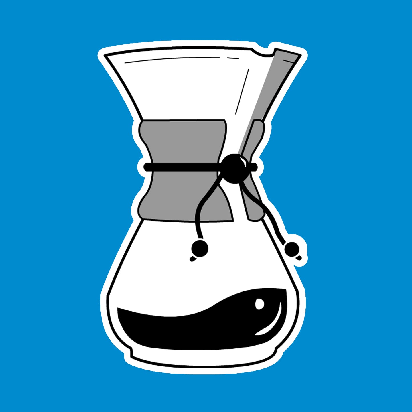 Illustration of a coffee chemex on a blue background